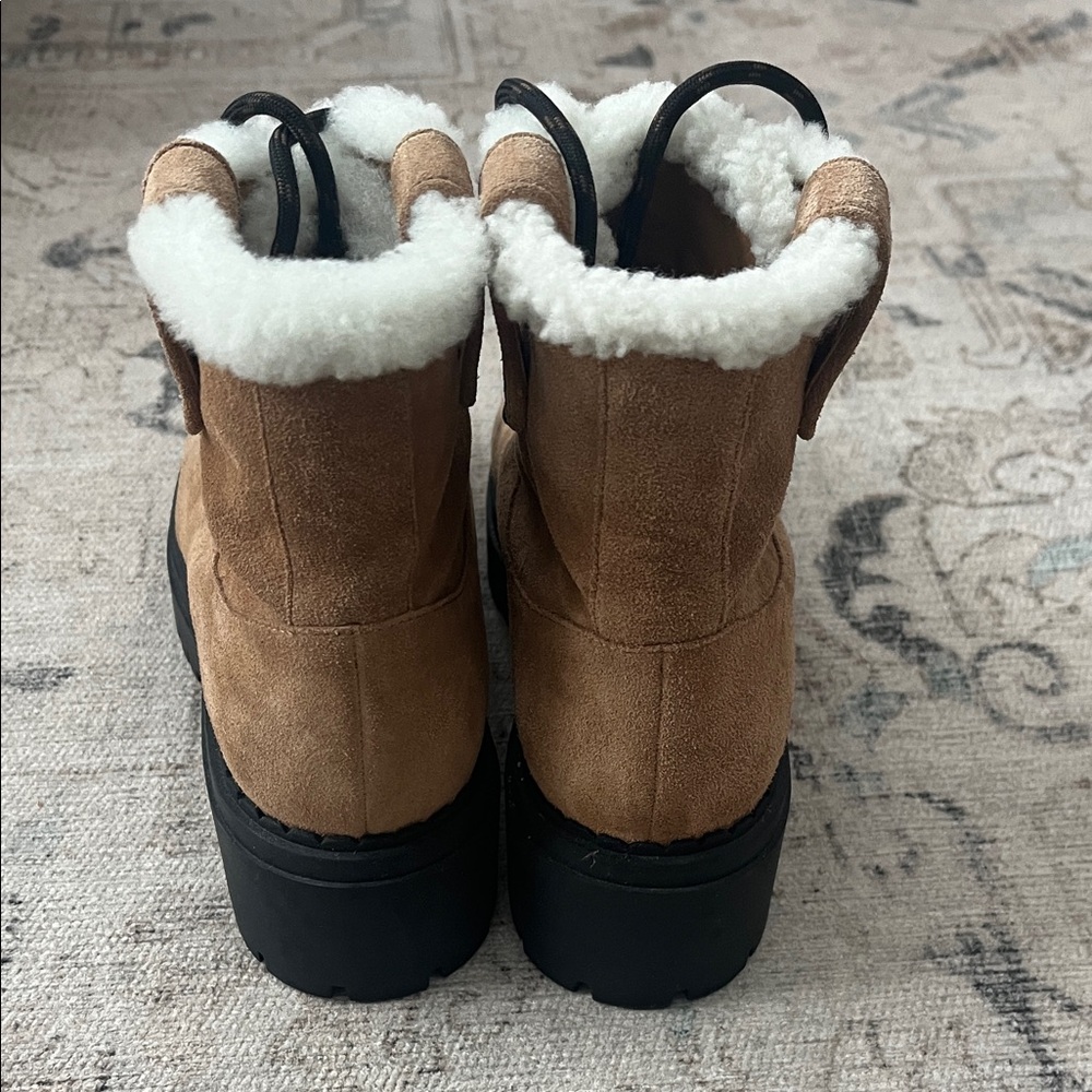 Women's Marc Fisher Brand New Tan Suede Ankle Boots with Faux Fur Lining 8 - Picture 5 of 6
